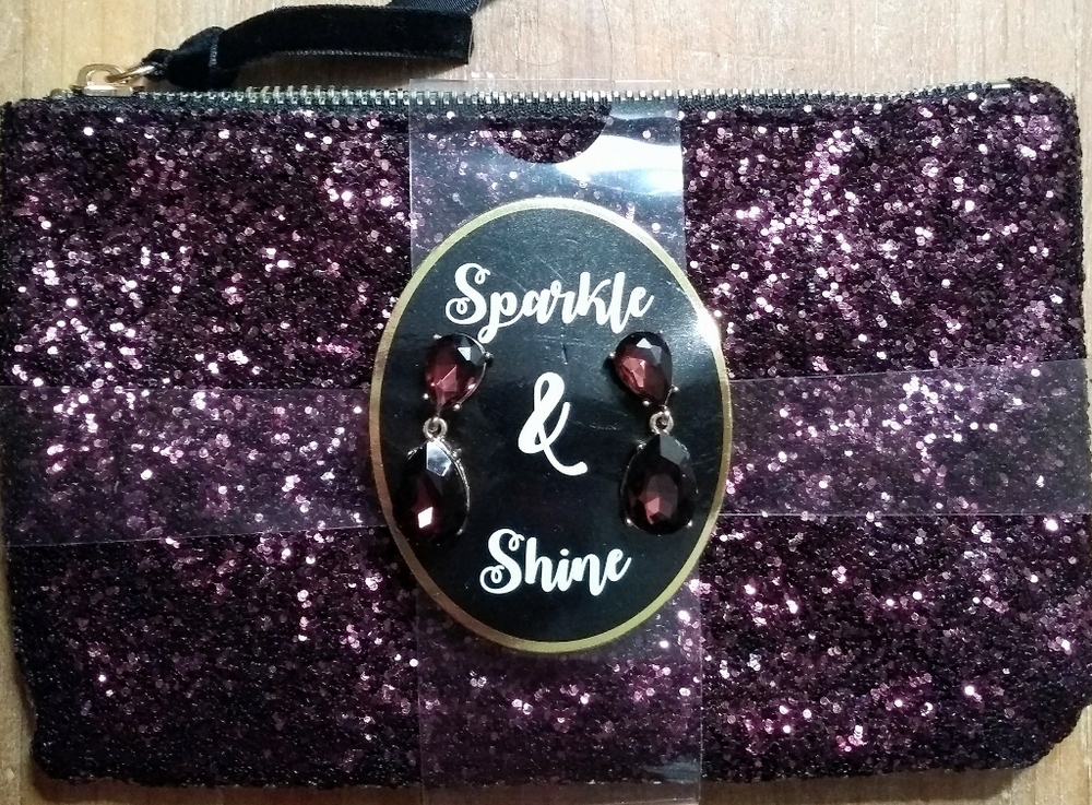NWOT 'Sparkle & Shine' Pouch & Earrings Set